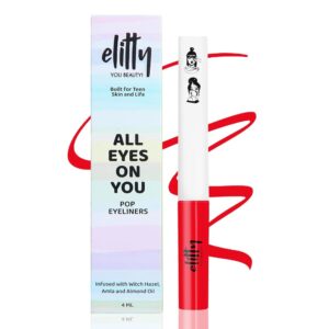 Elitty Waterproof Eyeliner - 4g Tomato Red Colour With Intense Matte Finish | Smudge Proof, Long Lasting Liquid Liner For Eye Makeup |Quick Drying Formula With Fine Tip For...
