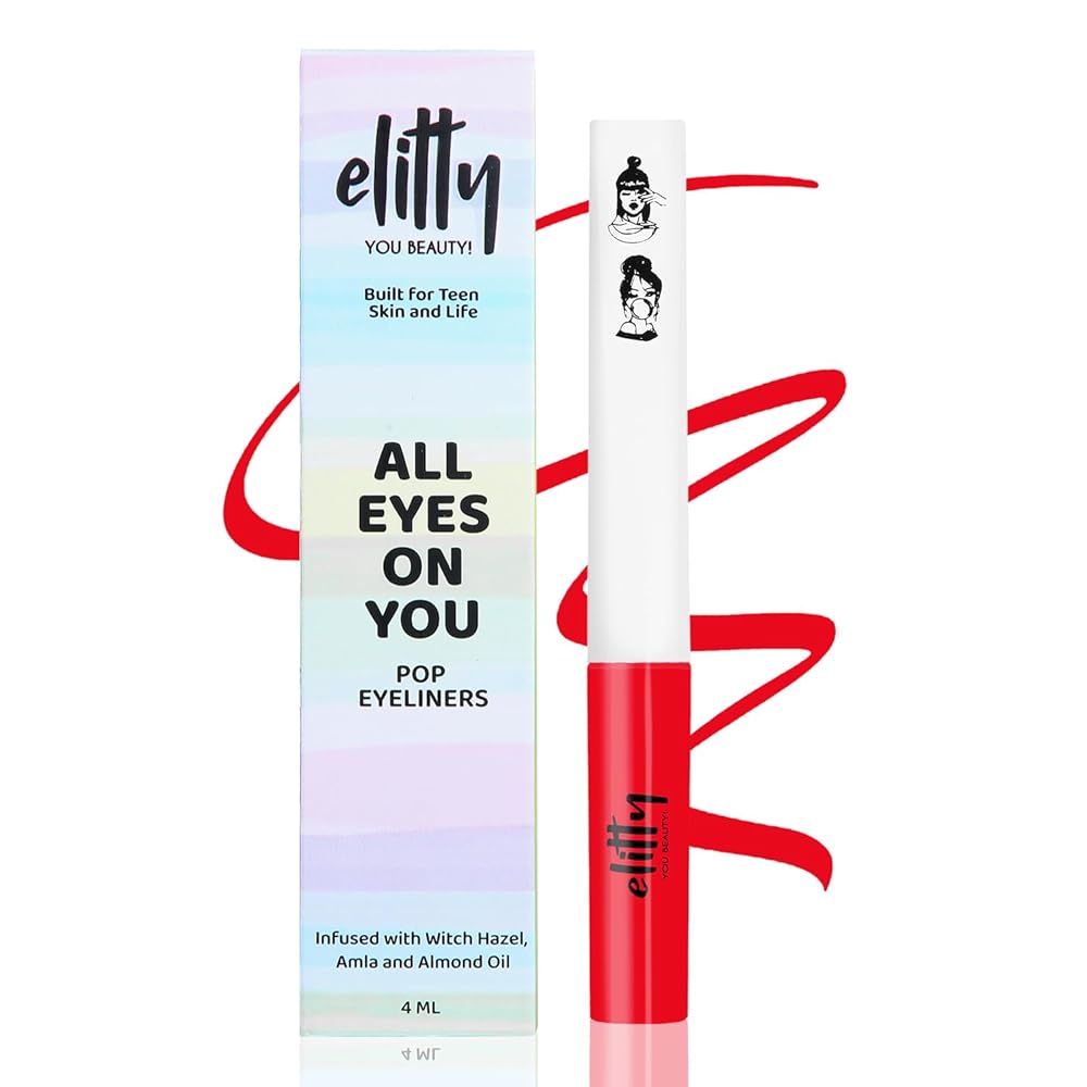 Elitty Waterproof Eyeliner - 4g Tomato Red Colour With Intense Matte Finish | Smudge Proof, Long Lasting Liquid Liner For Eye Makeup |Quick Drying Formula With Fine Tip For...