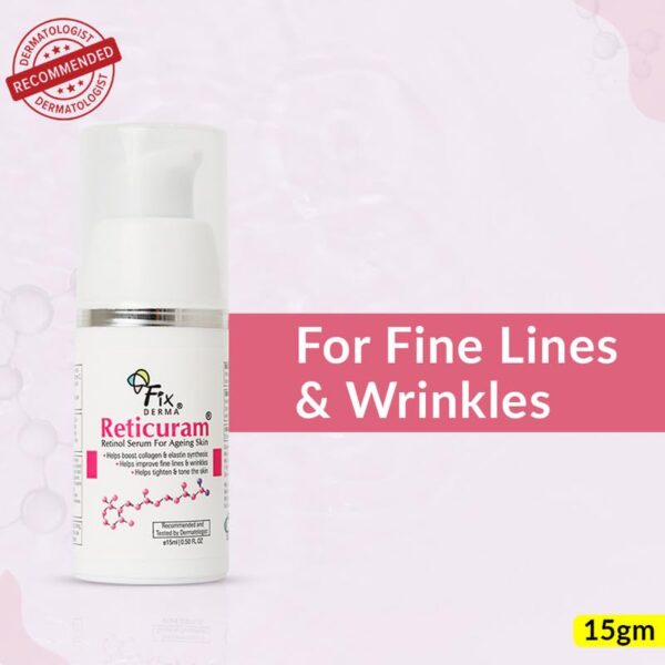 Fixderma .05% Pure Retinol Reticuram Face Serum for Anti Aging, Boost Collagen, Night Face Serum with Retinol & Vitamin C to Reduce Fine Lines & Wrinkles for Unisex - 15ml