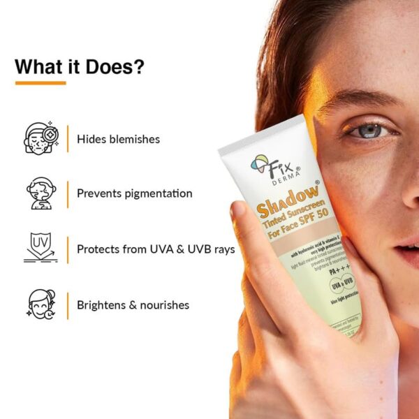 Fixderma Shadow Tinted Sunscreen SPF 50 PA+++ | Sunscreen with Vitamin E I Even Tone I Tinted Foundation Like Finish I UVA & UVB Protection | Lightweight, Broad Spectrum...