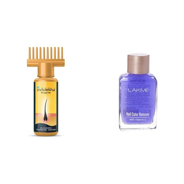 Indulekha Bhringa Hair Oil, 100ml And Lakme Nail Color Remover, 27ml