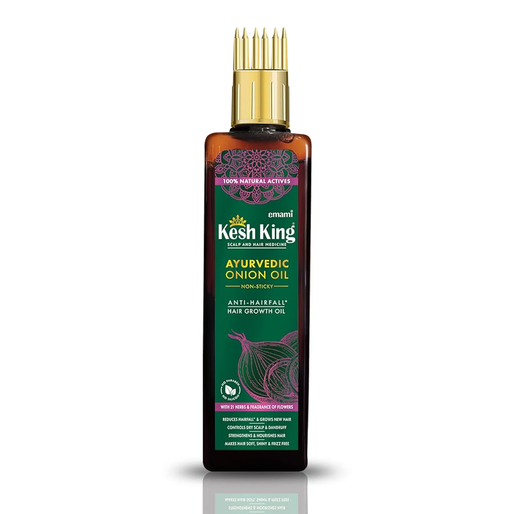 Kesh King Organic Onion Oil with Curry Leaves | Hair Fall Control Oil | Hair Oil for Hair Growth | Hair Oil Applicator for Scalp | Reduces Hair Fall Up to 98% | 200ml