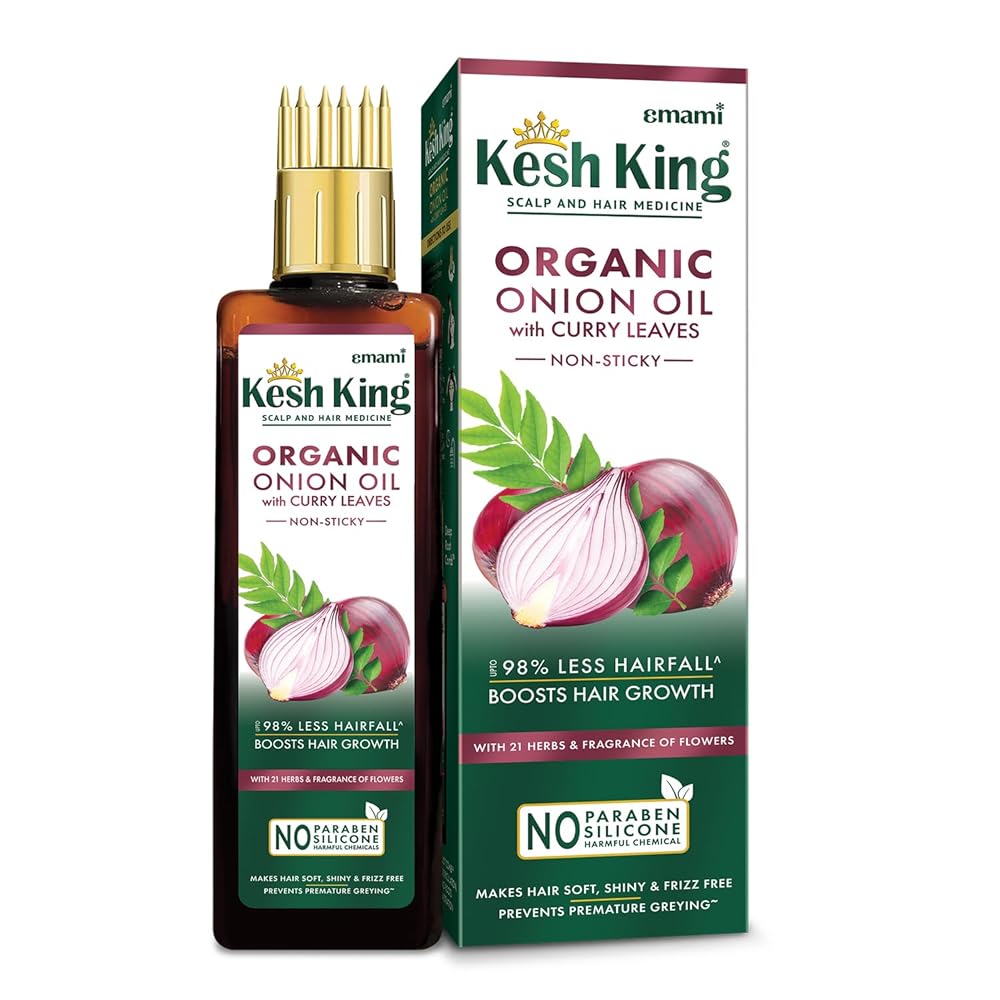 Kesh King Organic Onion Oil With Curry Leaves Reduces Hair Fall Upto 98% and Boosts Hair Growth | Non-Sticky Formula | Fragrance of Flowers | Goodness of Onion, Curry Leaves,...