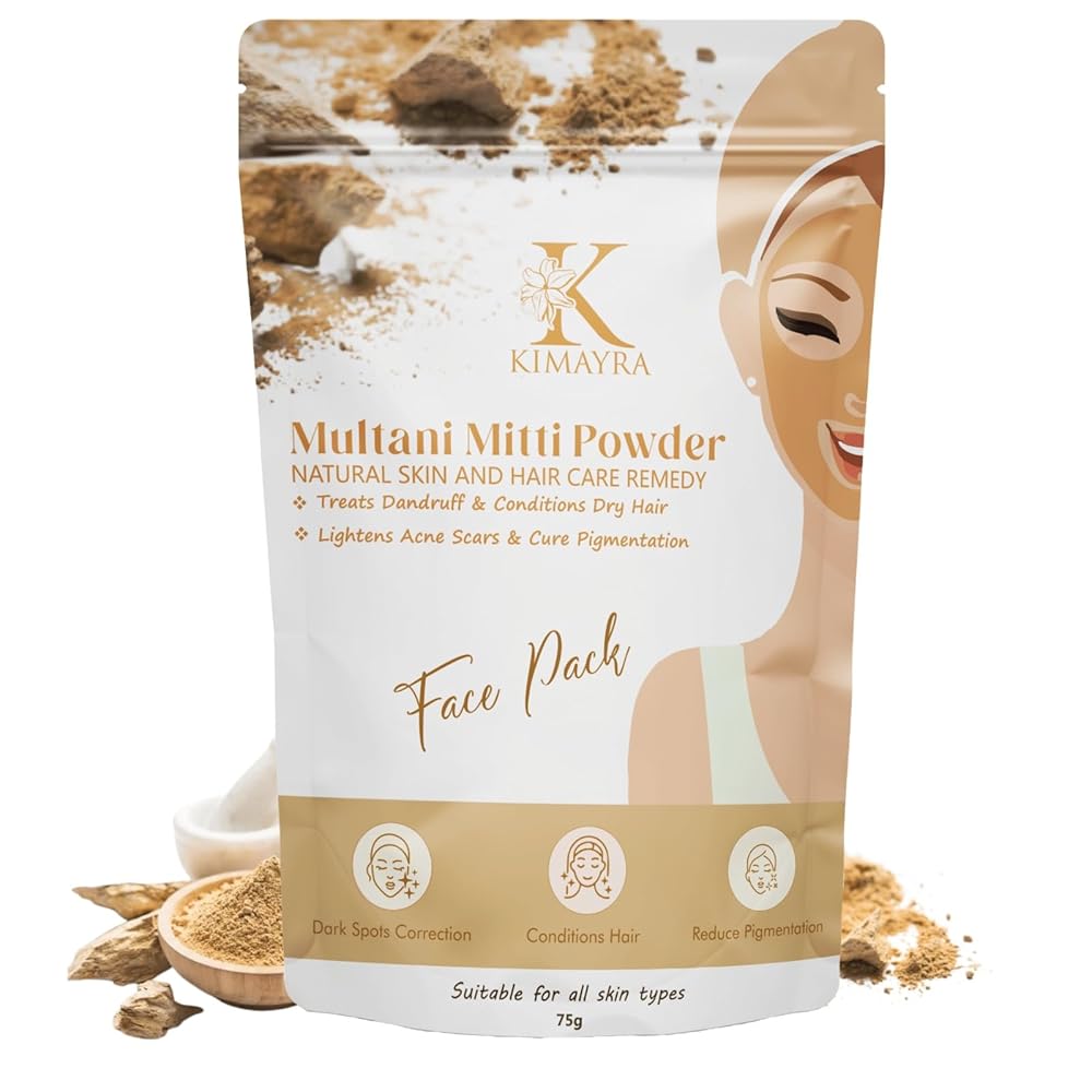 Kimayra Multani Mitti Natural Skin & Hair Care Pack – Help In Dandruff & Conditions Dry Hair | Reduce Pigmentation - Multani Mitti Powder For Face Pack Men/Women All Skin Type -...