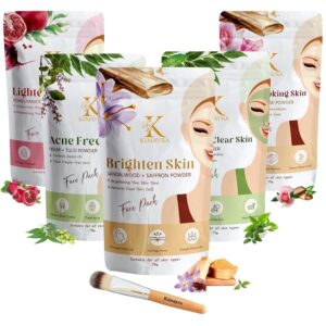 Kimayra Skin Care Combo Powder (Sandalwood + Rose, Neem + Mint, Neem + Tulsi, Sandalwood + Saffron, Pomegranate + Beetroot) - Face Pack Combo Powder for Natural Glowing Skin -...