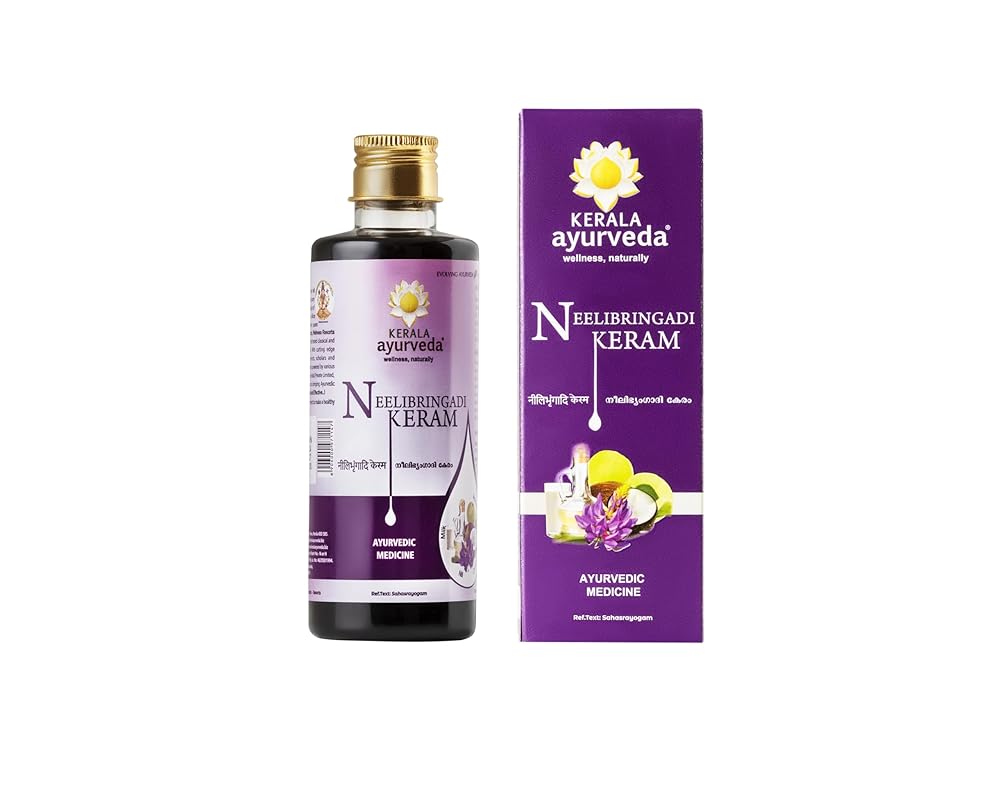 Neelibringadi Keram Ayurvedic Hair Oil - Triple Care Formula - Minimizes Hair Fall and Dandruff | Rebalances Scalp for rich, lustrous hair | Improves Hair Growth, Nourishes Hair...