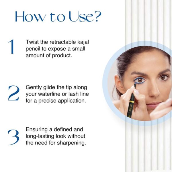 Nourish Mantra’s Jet Gaze Kajal Urban Rani - Combo - Black & Blue 0.35g/ Made Argan Oil & Vitamin E/Intense Pigmentation/Long Lasting/Retractable Kajal Pencils
