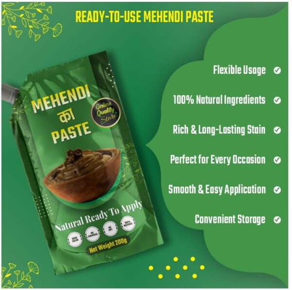 Online Quality Store Mehendi Ka Paste | Ready to apply | Instant Mehendi for Hair Colour Natural - 220 g