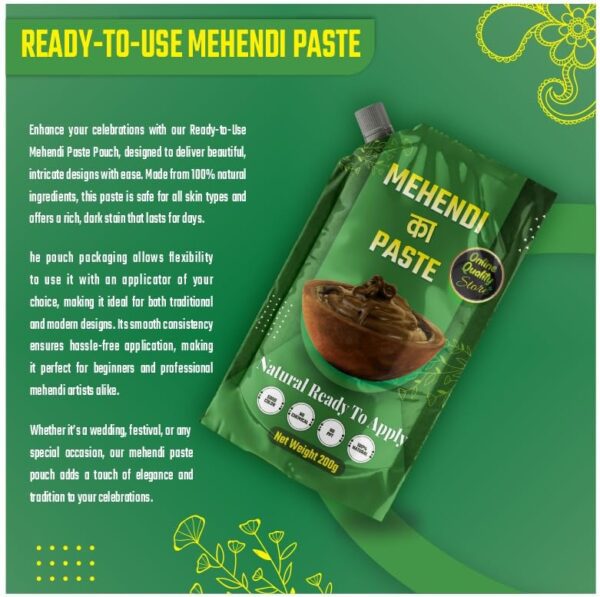 Online Quality Store Mehendi Ka Paste | Ready to apply | Instant Mehendi for Hair Colour Natural - 220 g