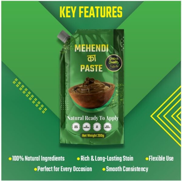 Online Quality Store Mehendi Ka Paste | Ready to apply | Instant Mehendi for Hair Colour Natural - 220 g