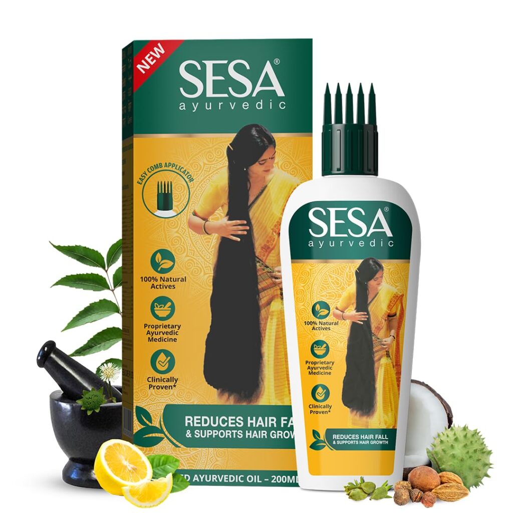 SESA Ayurvedic Hair Oil With Bhringraj & 17 Rare Herbs With Coconut Oil and 4 Nourishing Oil For Hair Growth Help Control Hair Fall with Easy Oil Applicator For Women and Men...