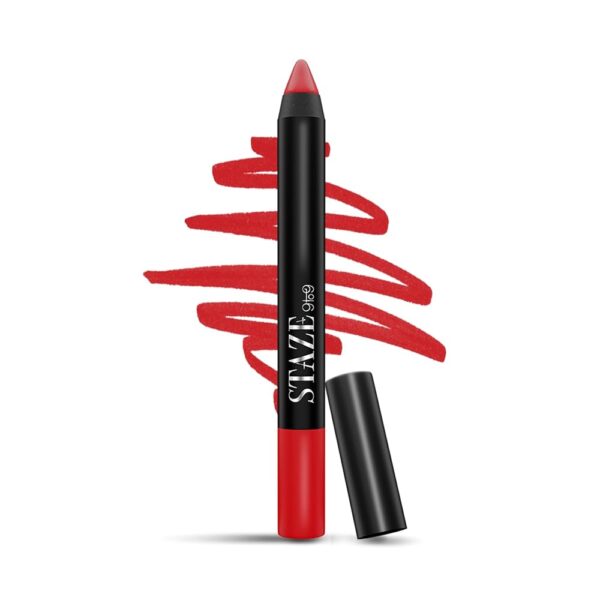 Staze 9to9 Pout On Lip Crayon | Matte + Smudgeproof & Transferproof |12 Hrs Stay | Non-Drying Pigmented Lightweight Matte Finish | 11 Red Hot Baby | 3.5 g