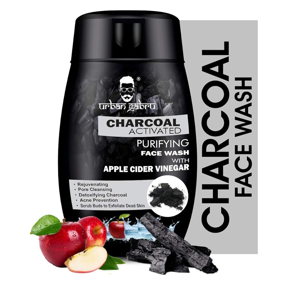UrbanGabru Activated Charcoal Face Wash for Men | Facial Scrub Charcoal Face Wash with Apple Cider Vinegar for Pimple, Acne Control & Clear Glowing Skin (120 gm) | Deep Pore...