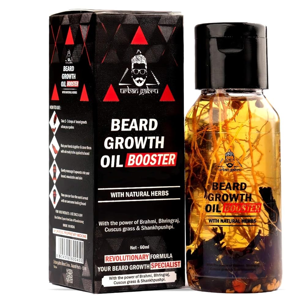 UrbanGabru Beard Booster Growth Oil for Men | Enriched with Natural Herbs & Jadibuti (60 ml) | Paraben Free | Fills Patchy Beard | For Thicker & Longer Beard | Rich in Vitamins...
