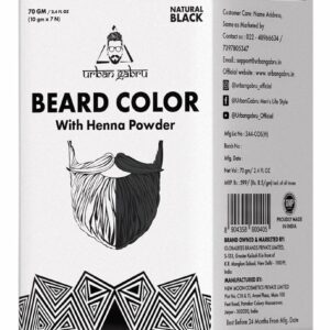 UrbanGabru Beard Color for Men with Henna Powder 70g - Black | No Parabens or Sulphates | Natural Beard Color