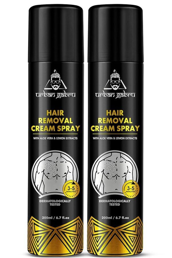 urbangabru Hair Removal Spray (200 ml) | Body Hair Removal In 3-5 Minutes For Men| Painless Body Hair Removal Cream For Chest, Back, Legs, Under Arms (Pack Of 2)