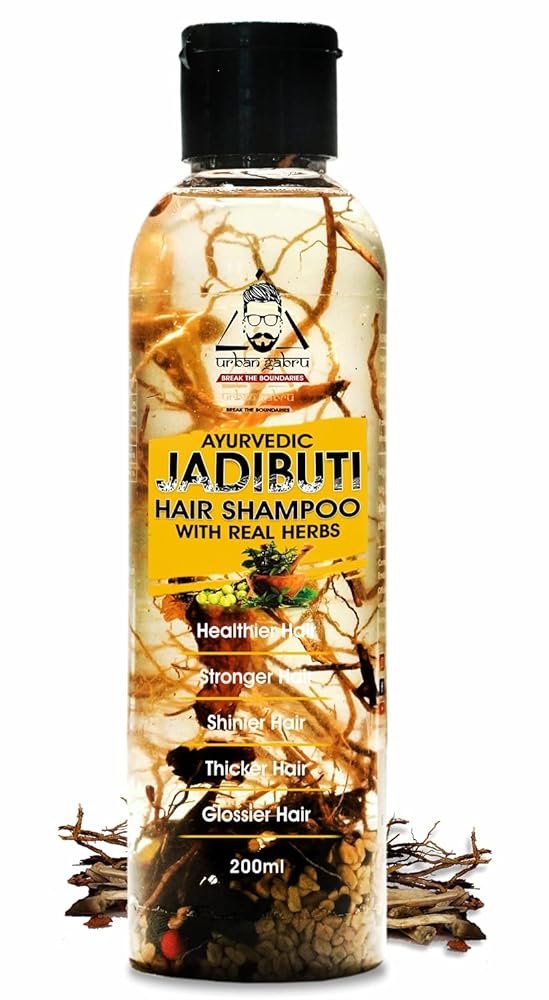Urbangabru Natural Shampoo for Men & Women - Ayurvedic Jadibuti Hair Shampoo for Hair Fall & Regrowth, Strengthening | Natural Herbs Amla, Reetha, Shikakai (200 ML)