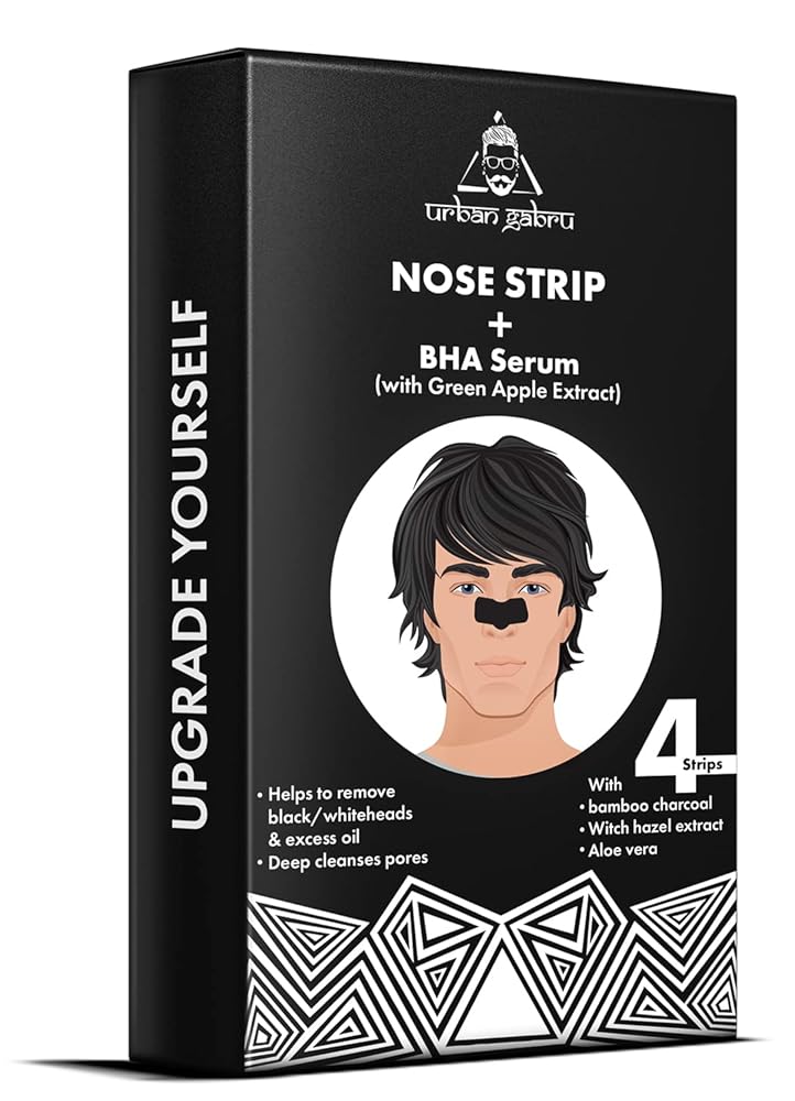 UrbanGabru Nose Strip with BHA Serum | Nose Strips for Blackhead, Whitehead Remover (4 Strips) | Pore Cleanser | with Natural Aloe Vera & Witch Hazel Extracts