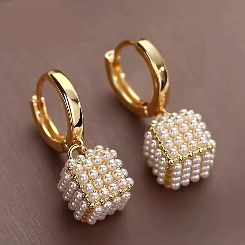 Elegant Cubic Pearl KC Gold Plated Earrings – Aeen